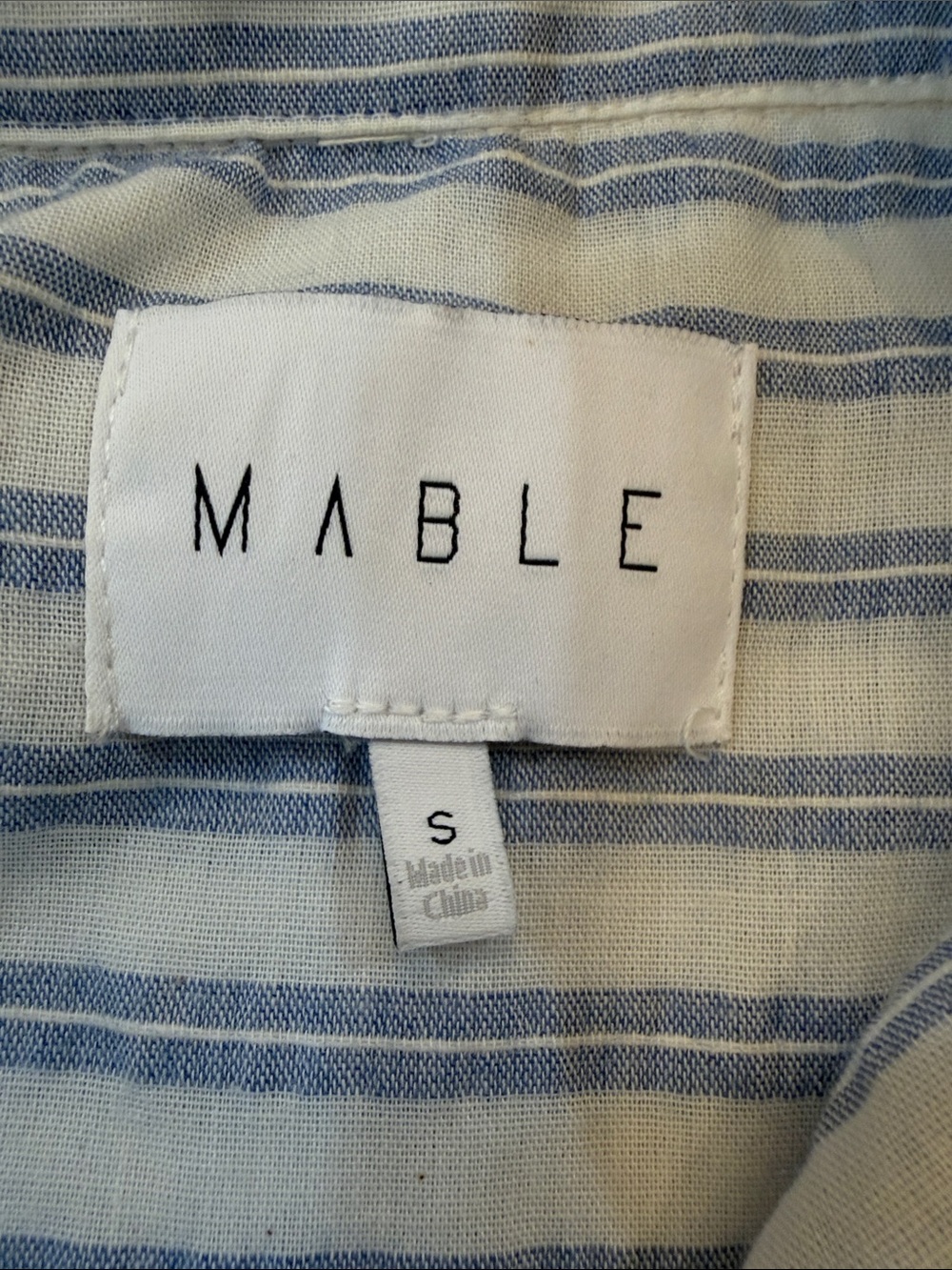 MABLE Blue White Striped 2 Piece Crop Top Wide Leg Pants Set S - Picture 16 of 16